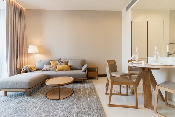 living room and bedroom of Q1 Sukhumvit Condo by Q House
