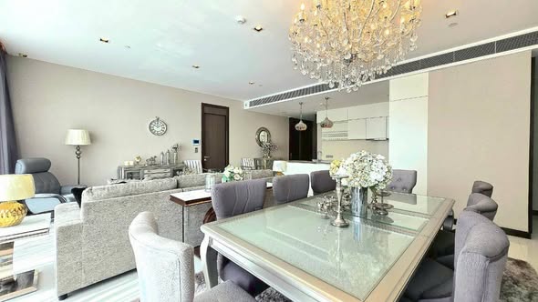 living room and room interior of Q1 Sukhumvit Condo by Q House