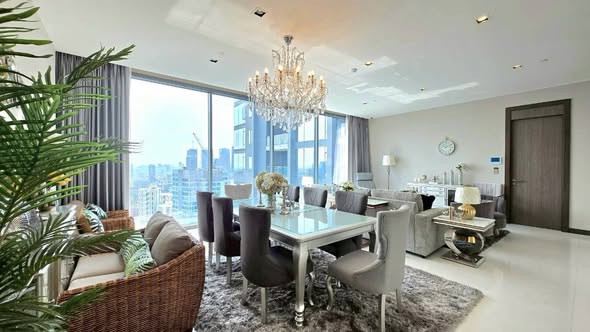 living room and room interior of Q1 Sukhumvit Condo by Q House