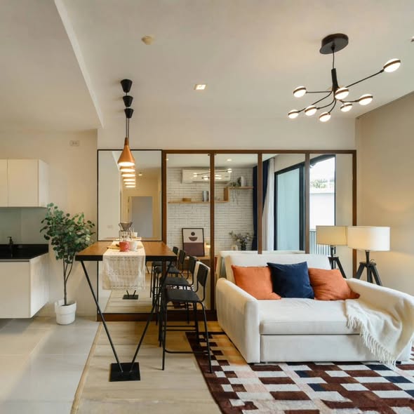 living room and room interior of Quinn Ratchada 17