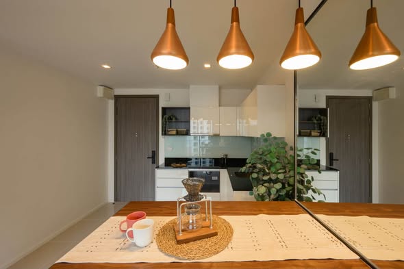 room interior and kitchen of Quinn Ratchada 17