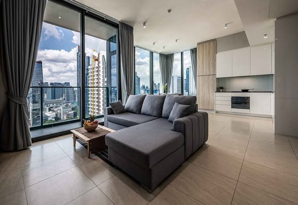 bedroom and living room of Tait Sathorn 12