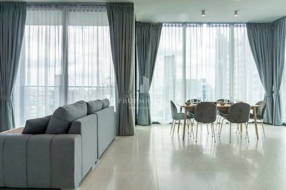 living room and bedroom of Tait Sathorn 12