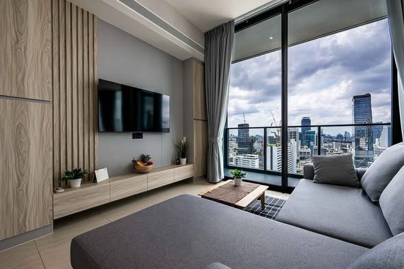 living room and bedroom of Tait Sathorn 12