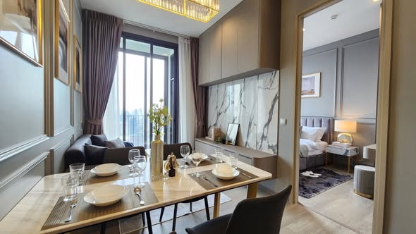 living room and bedroom and room interior of The Address Siam-Ratchathewi