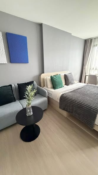 living room and bedroom of The Base Bukit Phuket เดอะ เบส บูกิต ภูเก็ต