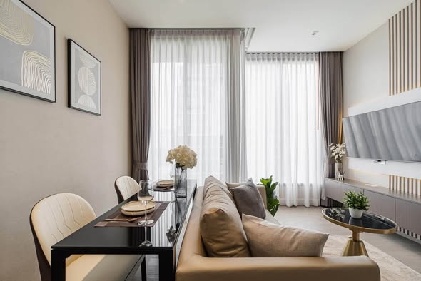 living room and bedroom of THE ESSE ASOKE