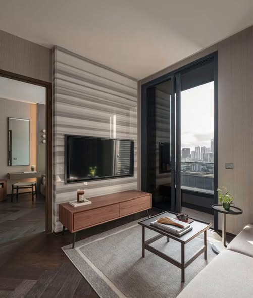 living room and bedroom and room interior of THE ESSE Sukhumvit 36