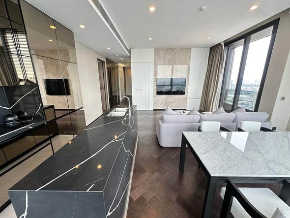 living room and kitchen of THE ESSE Sukhumvit 36