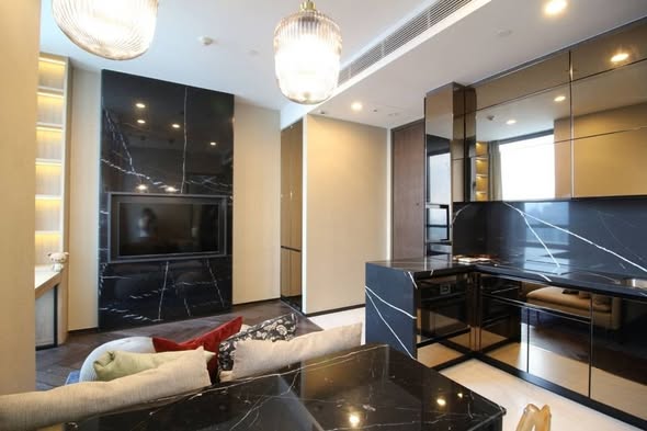 living room and kitchen of THE ESSE Sukhumvit 36