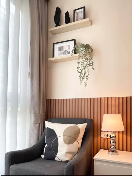 living room and bedroom of THE LINE Jatujak-Mochit