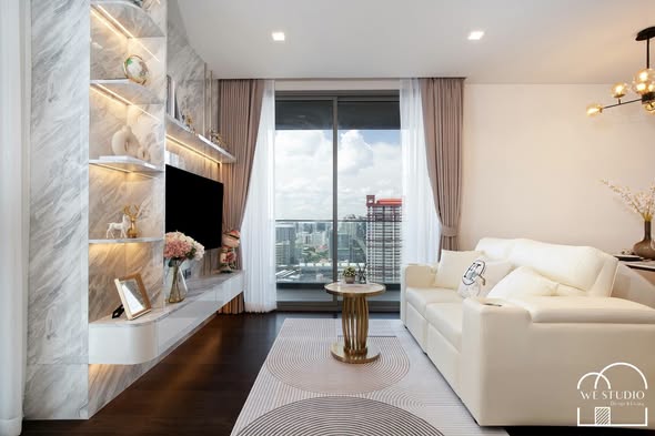 living room and bedroom of THE LINE Ratchathewi