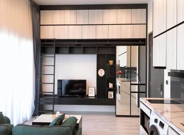 living room and room interior and kitchen of THE LINE Sukhumvit 101