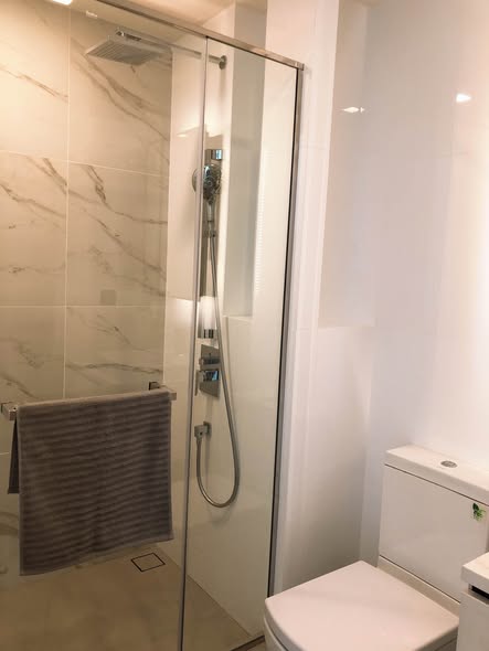 room interior and bathroom of THE LINE Sukhumvit 101