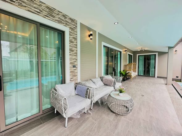 living room and room interior of The M Pool Villas Bangkok – Ekkamai