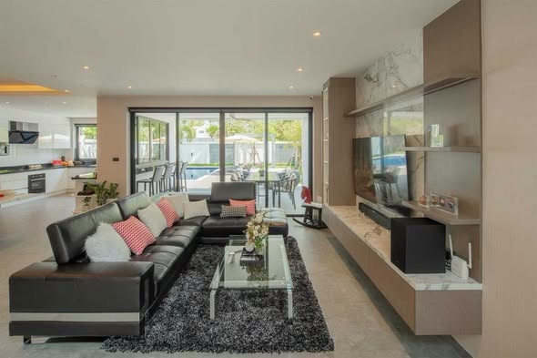 living room of บ้านพักหัวหิน The Modern Pool Villa