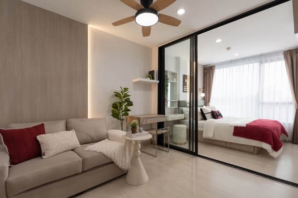 living room and bedroom and room interior of The Niche Mono Sukhumvit 50