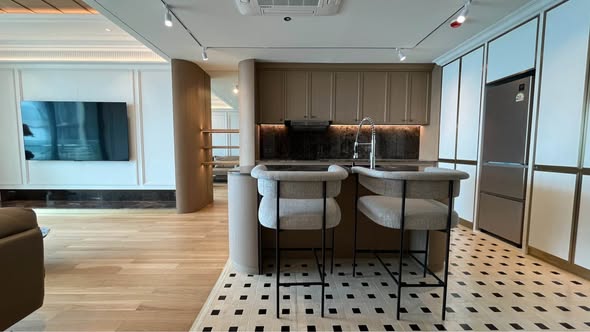 living room and kitchen of The Pano