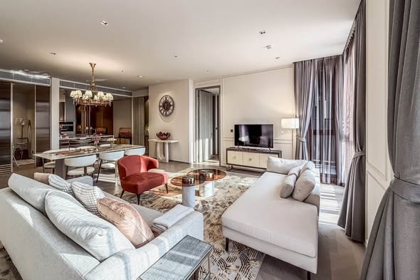 living room and bedroom of The Reserve Sathorn