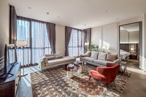 living room and bedroom of The Reserve Sathorn