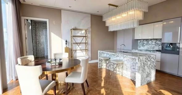 living room and kitchen of The Ritz-Carlton Residences, Bangkok