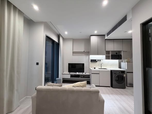 living room and room interior and kitchen of The Room Phaya Thai