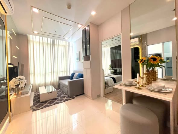 living room and bedroom of The Sky Sukhumvit