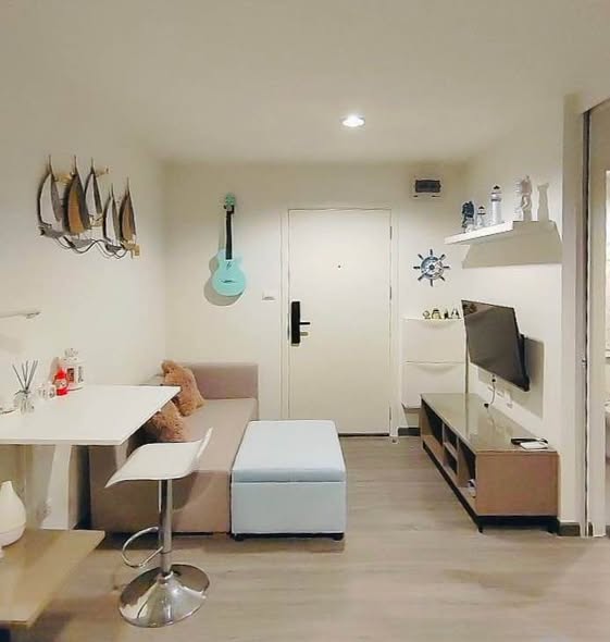 living room and bedroom and room interior of The Trust Condo @BTS Erawan