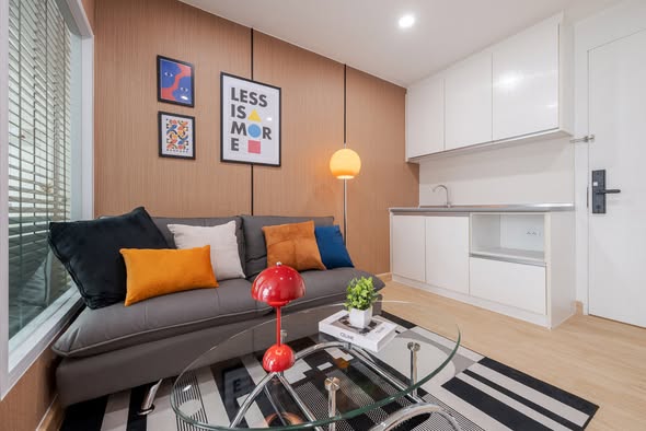 bedroom and living room and room interior of The Viva Condo Sathon-Taksin