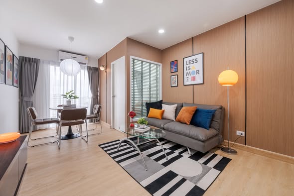 living room and bedroom of The Viva Condo Sathon-Taksin