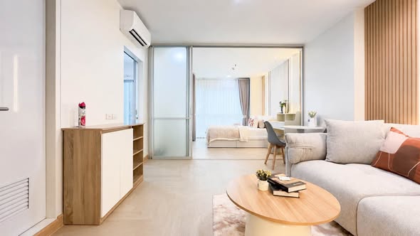 living room and bedroom of U Delight @ Huai Khwang Station