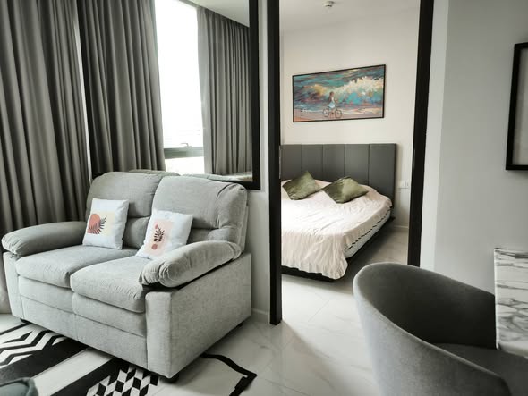 living room and bedroom of Wish Signature II Midtown Siam
